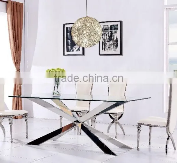 10 People Table Wholesale Simple Design 15mm Tempered Glass Dining Table photo-2