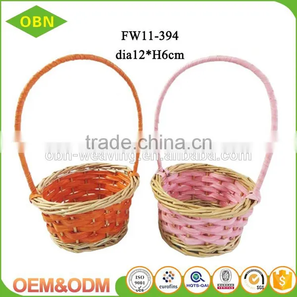 Personalized Small Round Easter Egg Hunt Wicker Easter Gift Basket photo-2