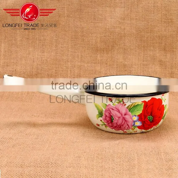 Enamelware Casserole /enamel Casserole Pot Milk Pot With Flower Decal