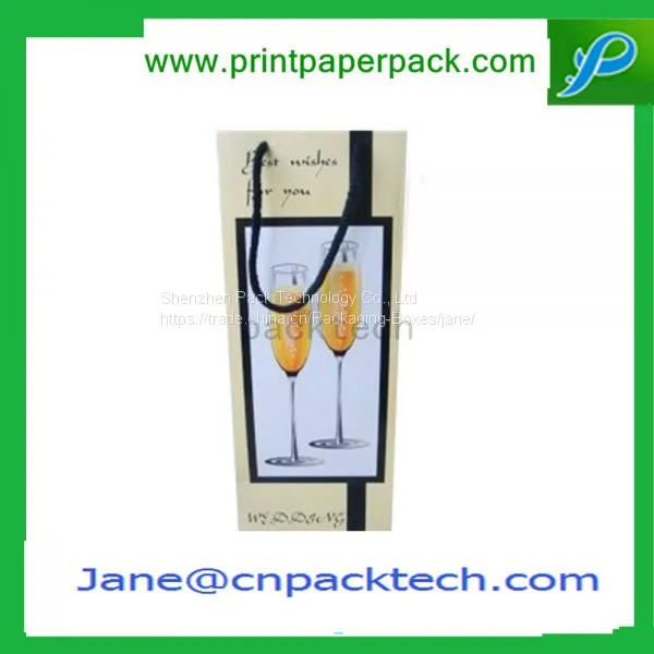 Custom Lucury Paper Bag Gift Packaging Bag Packing Carrier Promotional Glass Wine Bag photo-2