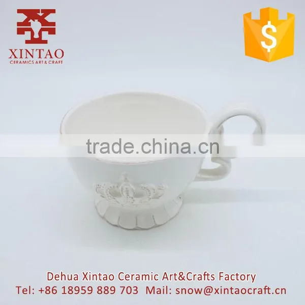 Coffee Ceramic Cup and Saucer,coffee House White Crown Tea Cup Set photo-3