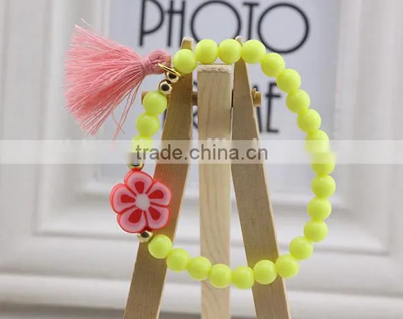 Colorful Bangle Wristband Children Kids Custom Tassel Bead Bracelet photo-3