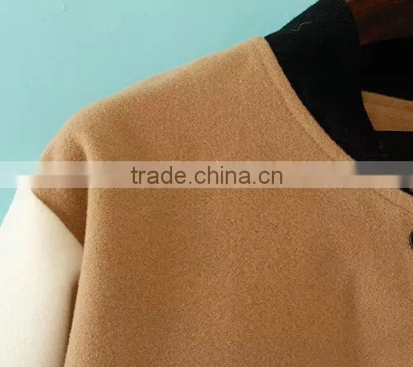 Women Loose Wool Color Matching Baseball Uniform Coats Cheap Clothes Watercolor Crochet College Sports Jackets Wholesale photo-3