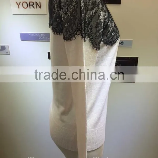 2015 New Fashion Young Lady Sweater With Lace photo-2