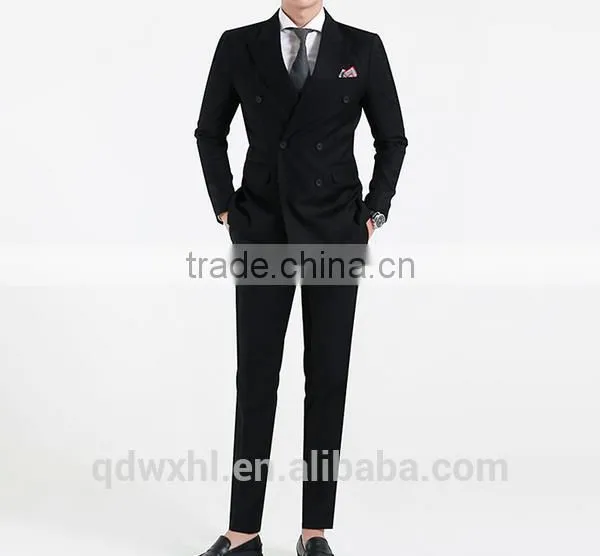 Fashion Navy Blue Stripe Double-Breasted Bespoke Suit Wholesale Mens Suit photo-2