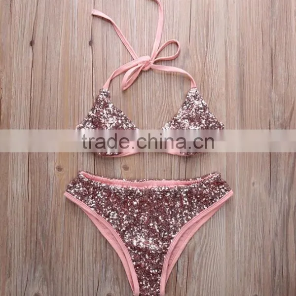 M862 Runwaylover 2016 Sexy Split Paillette Sequins Bikini Swimwear photo-2