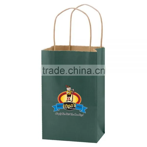 USA Made Solid Tinted Kraft Shopping Bag - Made of Kraft Paper, Dimensions Are 5.25" x 3.25" x 8.5" and Comes With Your Logo. photo-3