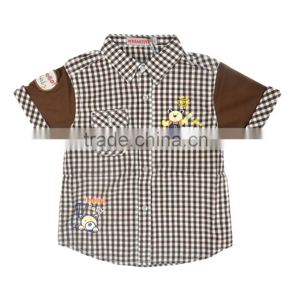Cotton Cartoon Checked Children Blouse photo-3