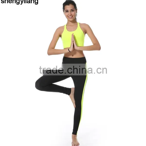 Beautiful Fluorescence Slim Fitness Yoga Clothes 88% Polyester + 15% Spandex Fitness Sportwear Yoga Suit in Guangzhou photo-2