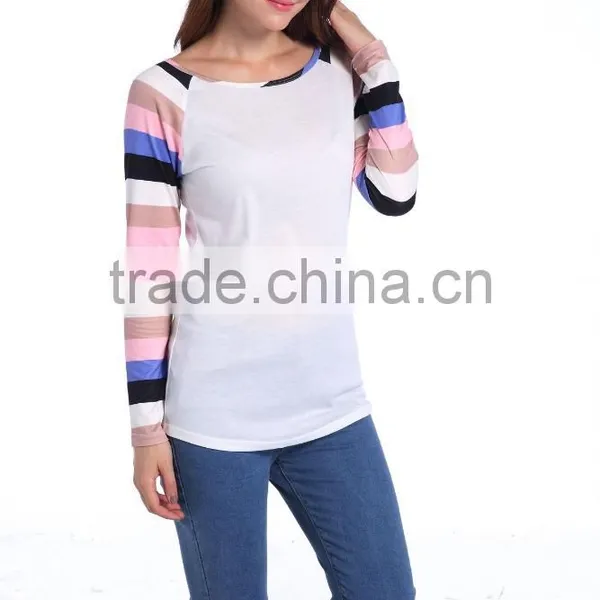 Fashion Patchwork Knit Autumn Long Sleeve Blouse Manufacture Wholesale Women Fashion Apparel 2017 photo-4