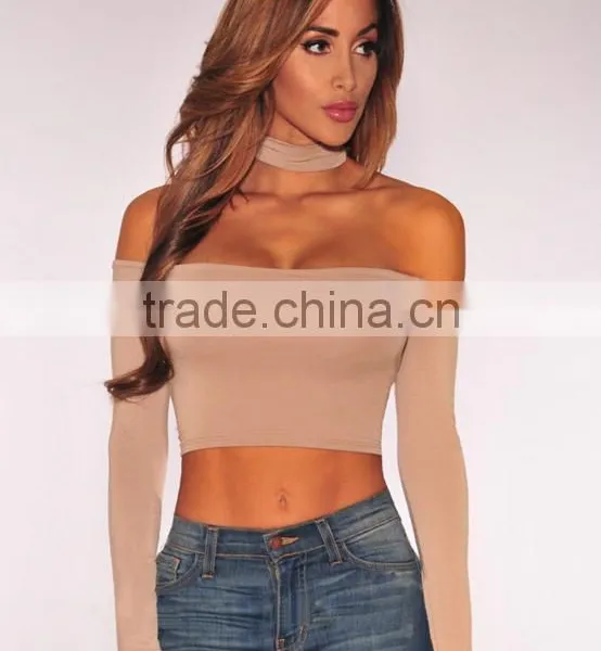 Women Custom Black Solid Sexy Tops Boat Neck T-shirt photo-4