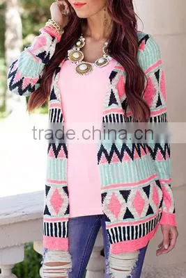 Alson Sweater Printed Knited Winter Long Women Cardigan photo-2