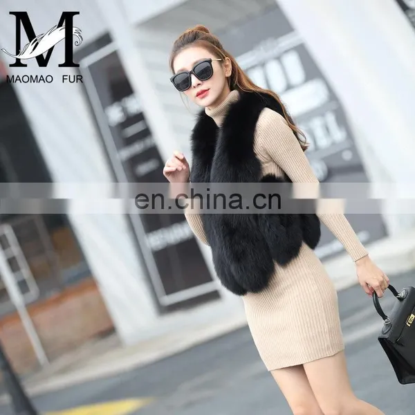2016 New Genuine Real Fox Fur Vest Women's Fox Fur Coat Natural Fur Fox Vest photo-2