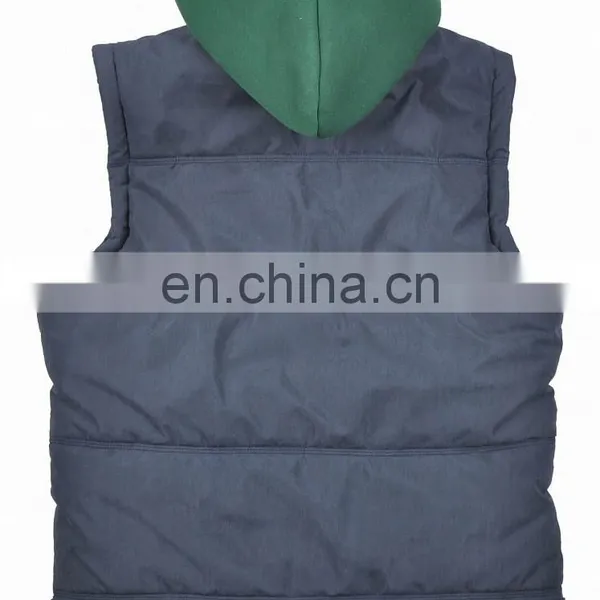 2015 Lastest Design Mens Faux Fur Lining Hooded Embroidery Fur Vest photo-3