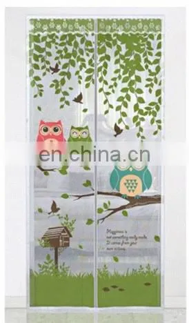 Embroidery Style Magnetic Window Curtain With Owl Pattern Coffe Curtain For Net Screen photo-3