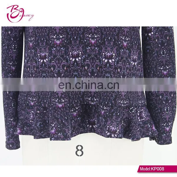 GuangZhou Supplier Vintage Printing Pattern Plus Size Frill Hem Ropa Mujer Blouse for Middle Age Woman photo-6