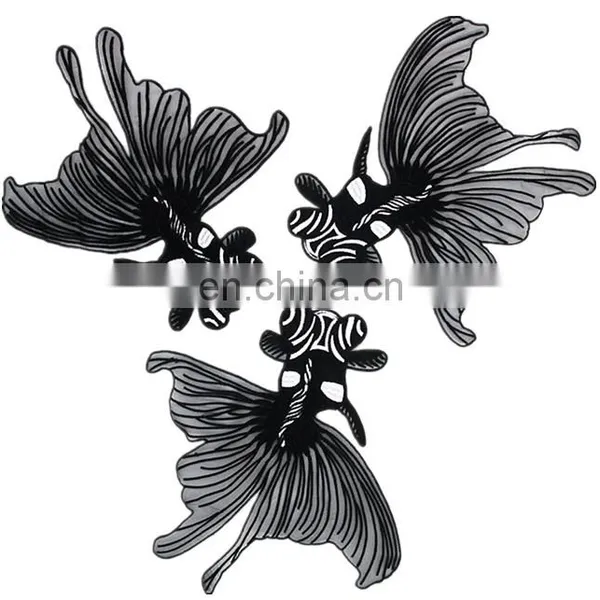 Big Size Custom High Quality Embroidery Patch of Lucky Fish no Backing in Stock,Heat Cut Fun Fish Design Embroidered Patches