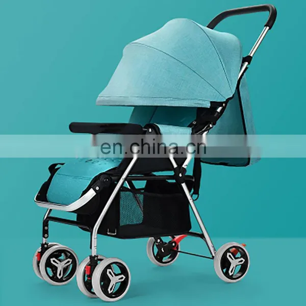 Wholesale High Quality Baby Stroller Aluminum Alloy Frame Linen Canopy Baby Pram Factory Price photo-3
