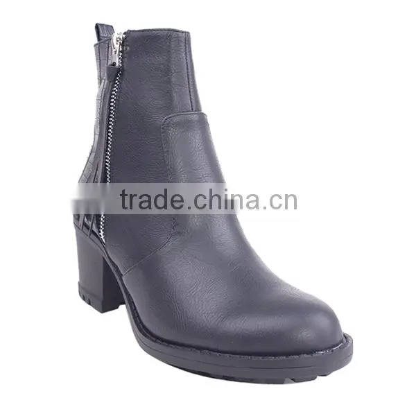 Fashionable Girls High Heel Ankle Boots Cowgirl Security Splicing Zipper Boots photo-2