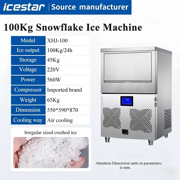 100kg Snow Ice Machine for Medical Cooling, Retail Stall, Aquatic & Beverage Shop photo-2