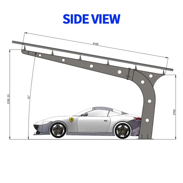 Single Row Solar Carport Structure for Residential Parking Spaces photo-2
