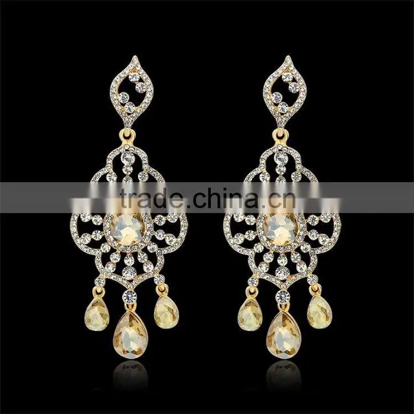 Stylish Retro Rhombus Crystal Ethnic Style Chandelier Earrings photo-2