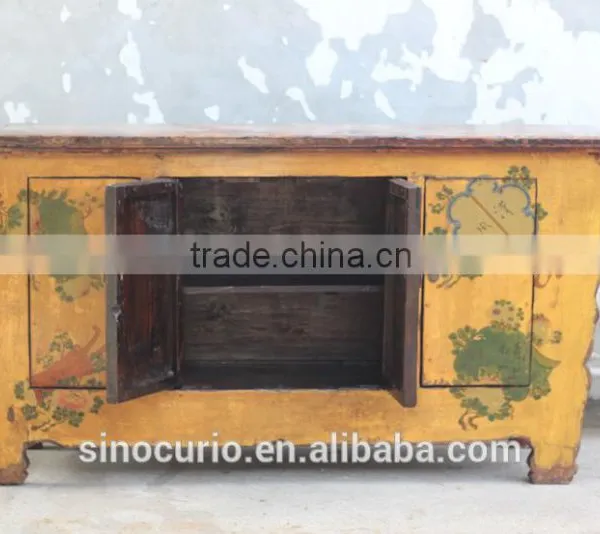 Asian Antique Vintage Hand Painted Mongolia Cabinet photo-5