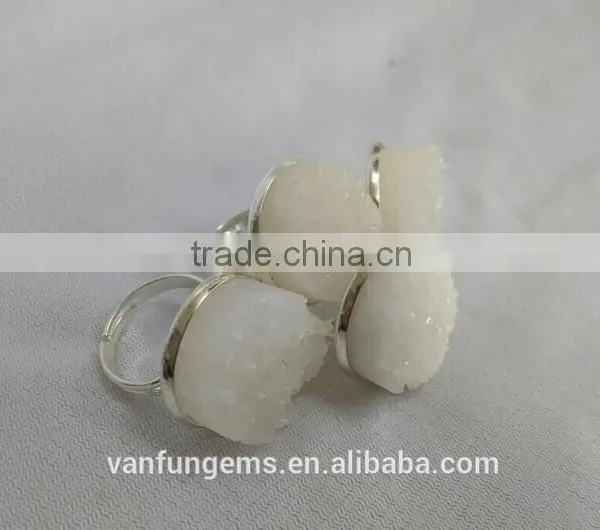 Beautiful Natural Round Copper Alloy Plated Druzy Ring Druzy photo-2