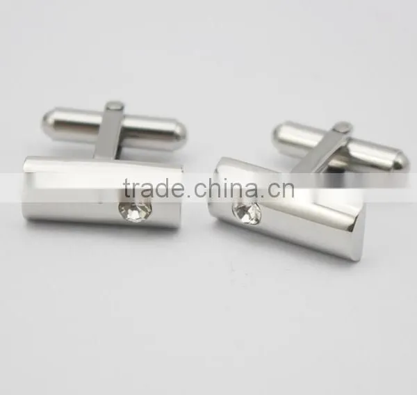 CZ Crystal Stone Stainless Steel Cufflinks For Men's Shirts photo-2