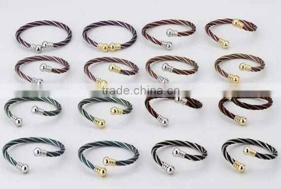 Hotsale Raw Brass Twist Cable Wire Terminal Magnetic Cuff Bangle Copper Magnetic Bracelet Wholesale photo-6