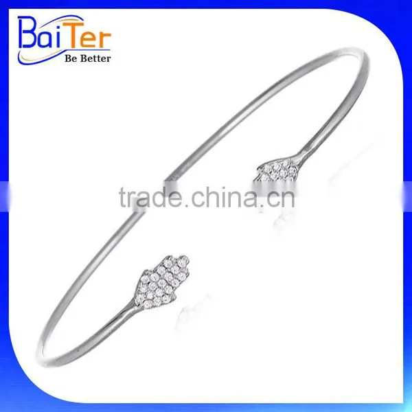 Custom White Gold Plated 925 Sterling Silver Thin Diamond Bangle Bracelet Rhodium Plated CZ Bangle Bracelet Quality Choice photo-2