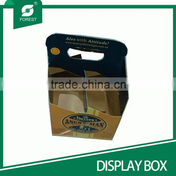 CUSTOM BRAND BEVERAGE DISPLAY BOX KRAFT PAPER MATERIAL 4 BOTTLES BEER CARRIERS WITH HANDLE photo-5