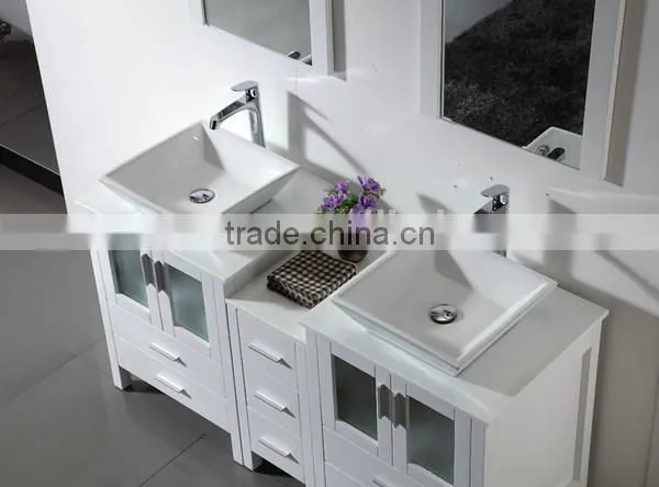 Modern Oak Wood Double Basins Floor Vanity Bathroom Furniture Wooden Cabinet No.3199D photo-3