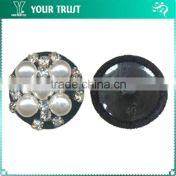 4MM Clear Rhinestone Rhodium Cup 2MM White Pearl Shank Cover Button photo-4