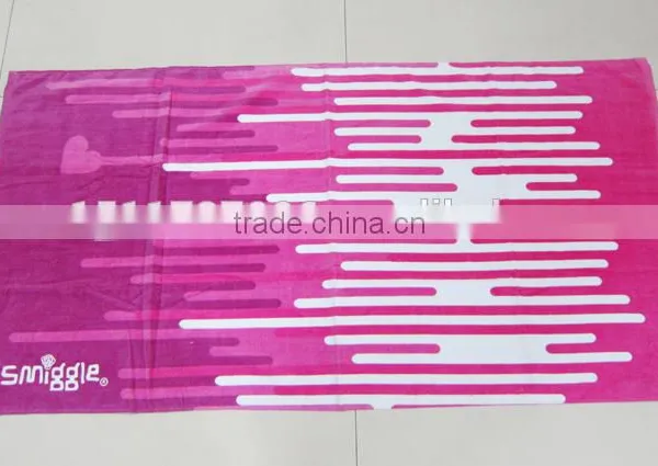 100% Cotton Rosy Pink Color Airplane Sleeping Towel Velour Printed Pool Towel Cover photo-2