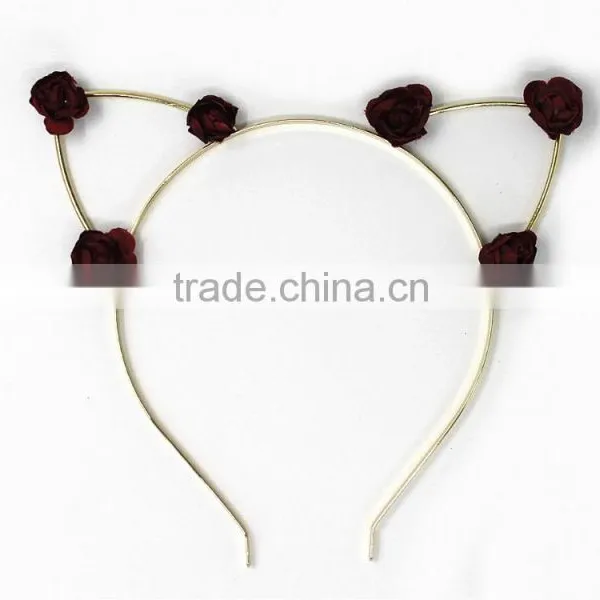 Lovely Fabric Rose Flower Metal Ear Headband Cute Alice Band photo-3