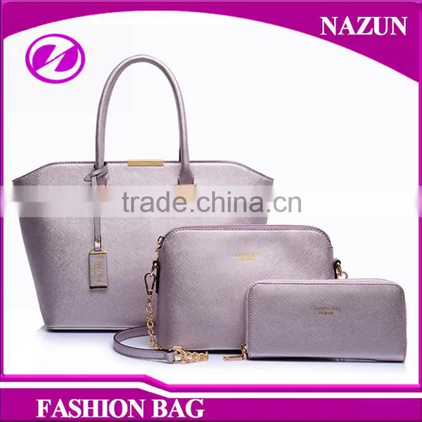 Factory Low MOQ Different Colors Custom Design 3 Piece Women Fashion Handbag