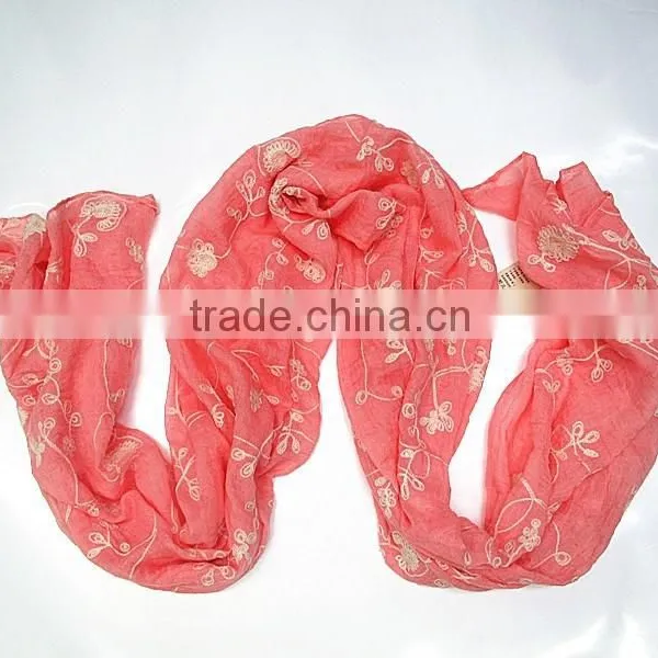 Pink Emboss Fashin Flower Scarf photo-2