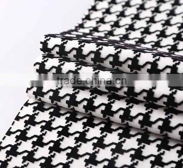 1PCS SALE!!!!Factory on Slea Spray Spandex Houndstooth Flock Knitted Fabric for Garment photo-3