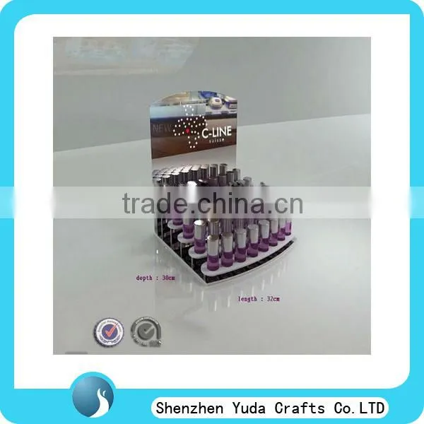 Custom Acrylic Display , Cosmetic Display Counter, Perspex Nail Polish Display With Mirror Back