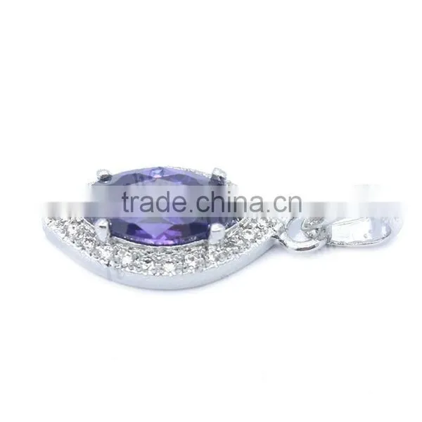 Dark Amethyst Stone Pendant With Micro Pave Setting White Zircon in 925 Sivler photo-2