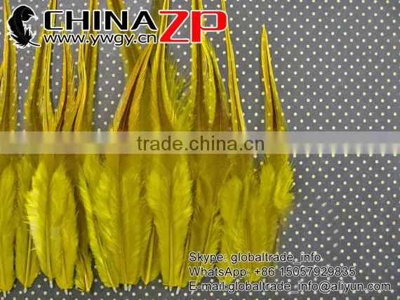 Gold Supplier CHINAZP Wholesale Top Selling Decorative Dyed Yellow Chicken Rooster Saddle Feathers for Sale photo-5