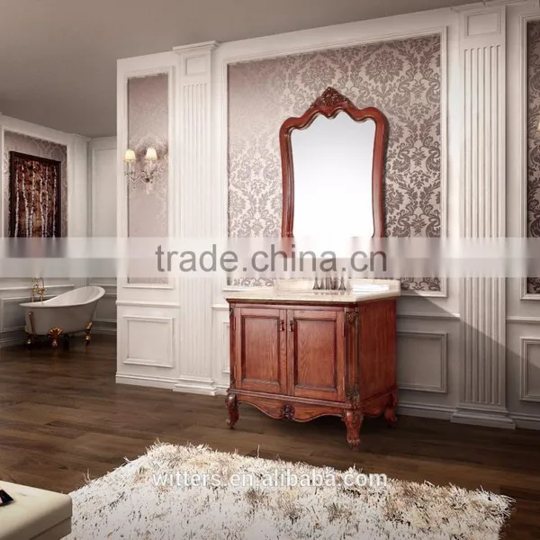 WTS-6088 30" Bathroom Vanity Sink Base Cabinet Solid Wood in Beige photo-5
