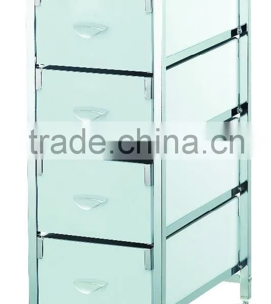 4 MDF Small White Drawer Storage Organizer Rolling White Trolley Cart Chrome