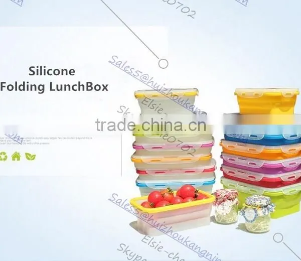 Silicone Outdoor Lunch Box Silicone Collapsible Outdoor Lunch Box Silicone NON Leaking Lunch Box photo-3