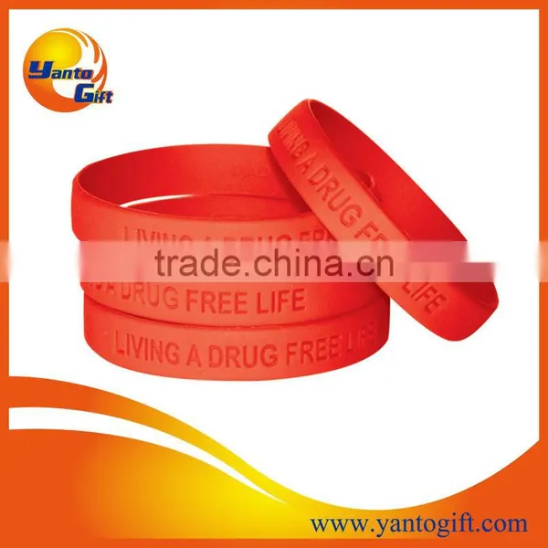 Best Selling Red Embossed Silicone Wristband