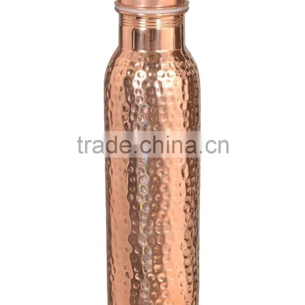 Handmade Joint Free Leak Proof Pure Copper Hammer Water Bottle Travel Good Health Yoga photo-2