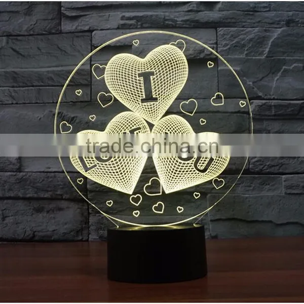 2017 Valentine's Day Gift 7color 3d Romantic LED Night Light Lamp photo-2