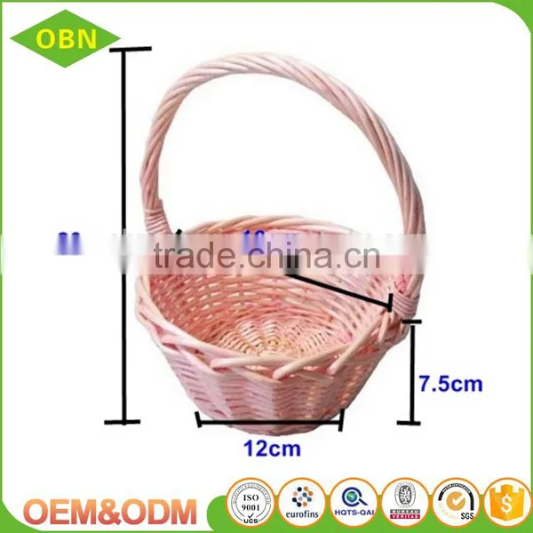 China Supplier Fashion Durable Lovely Girl Small Cheap Pink Decor Wicker Hanging Flower Basket for Wedding photo-6
