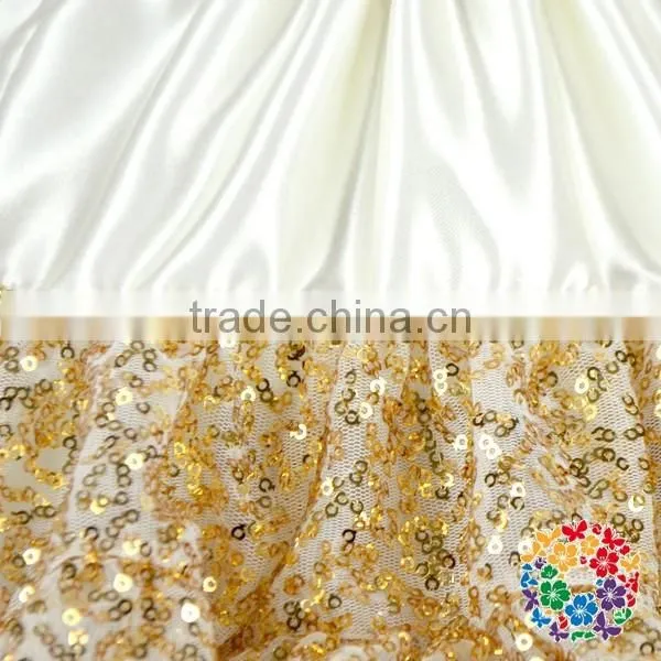 Ivory Gold Sequins Pettiskirts Fluffy Paillette Petti Skirts With Bow Baby Girl Fashion Tinsel Pettiskirts photo-4